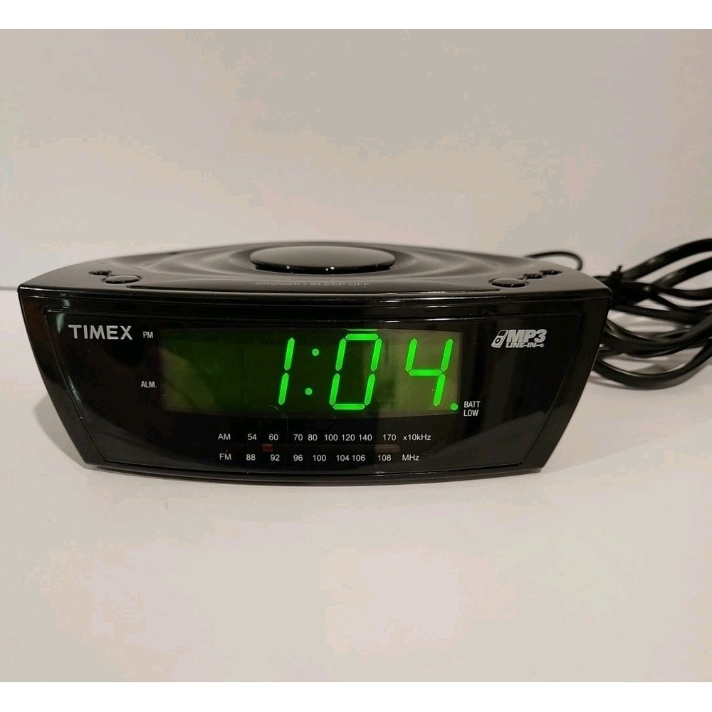 Timex MP3 Line-In T227BQ Tuning Alarm Clock Radio Blk Tested Works !! EUC